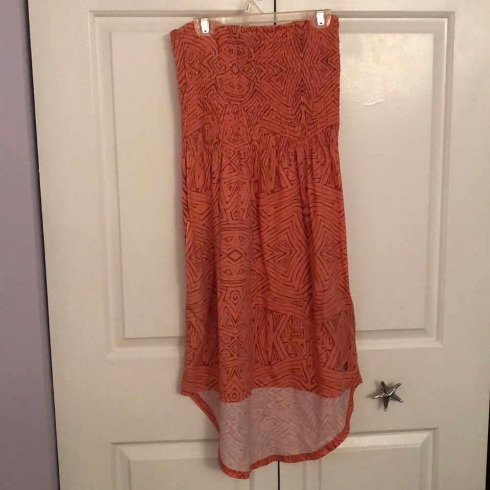 High low strapless dress